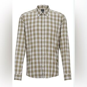 BOSS Men's Green Plaid Shirt